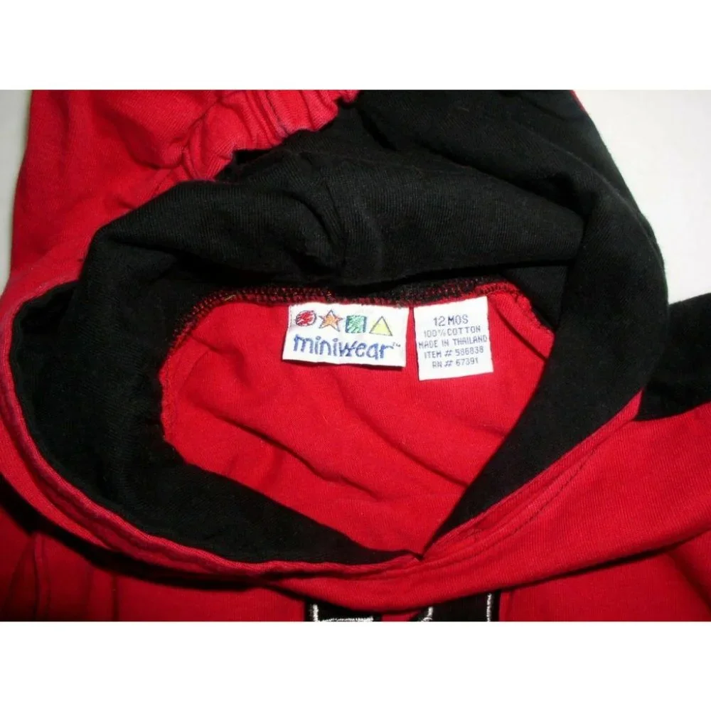 Miniwear Baby 2 Piece Set Black/Red Mega 2 Sport Logo Hooded Cold Weather Outfit - Picture 6 of 12